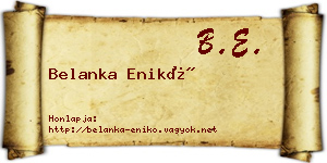 Belanka Enikő névjegykártya